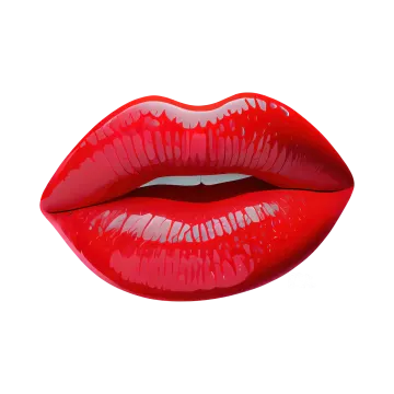 a close up of a red lipstick on a white background