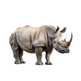 a rhino standing on top of a white background