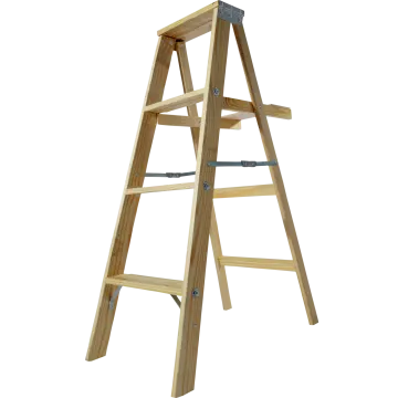 a wooden step ladder on white background