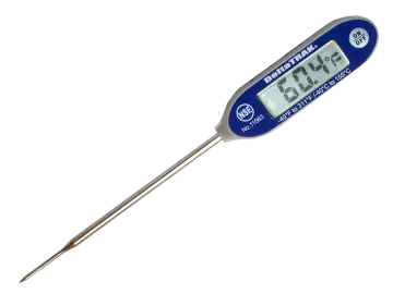 a digital thermometer on a white background