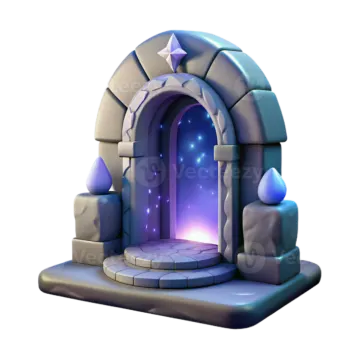 an inflatable castle with a glowing door