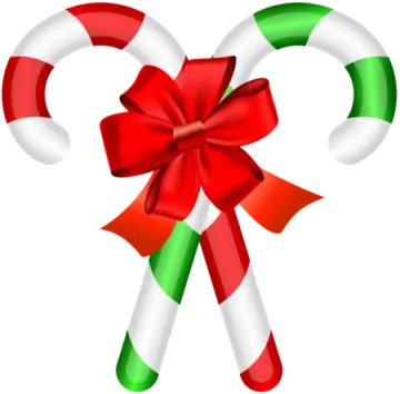a red and green candy cane with a bow