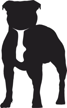 a black and white silhouette of a dog