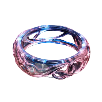 a pink and blue ring on a white background