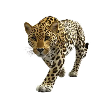 a leopard is walking on a white background