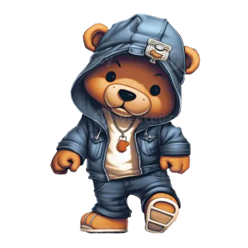 a teddy bear dressed in a hoodie