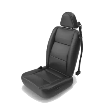 a black leather seat on a white background