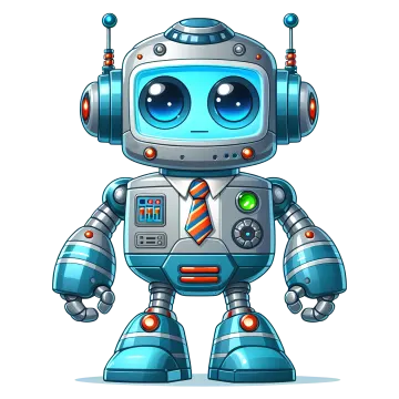 a cute robot with a tie on his neck