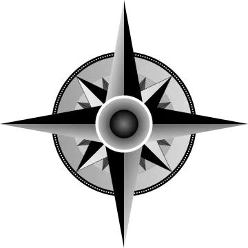 a black and white illustration of a compass