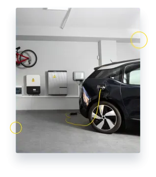 an electric car being charged in a charging station