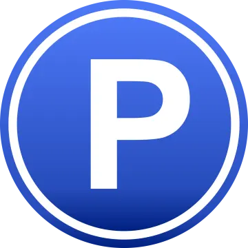 a blue parking sign with the letter p