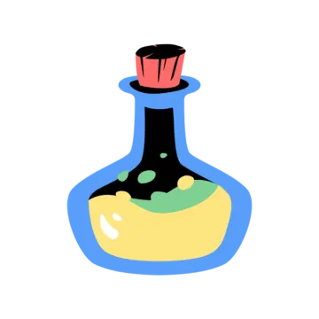a blue bottle with a red cap on it