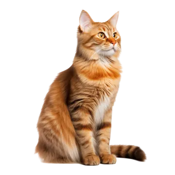 an orange cat sitting on a white background