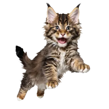 a kitten is jumping in the air
