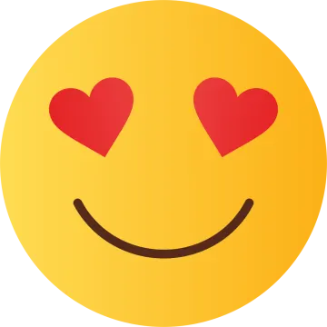 a smiley face with hearts in the eyes
