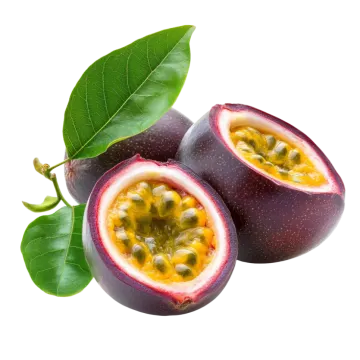 passion fruit with leaves on white background