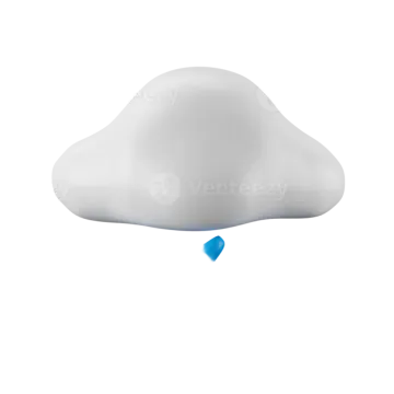 a white cloud with blue rain drops