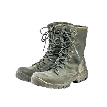 a pair of military boots on a white background