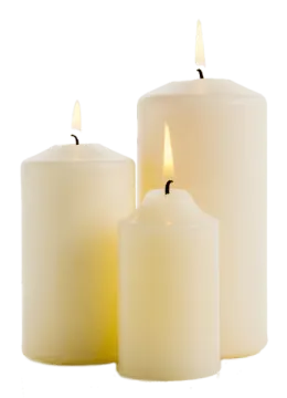 three white candles on a white background