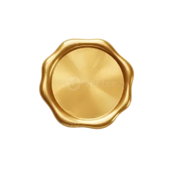 a gold wax seal on a white background