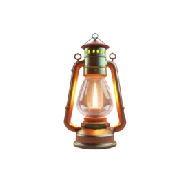 an old lantern with a light on it