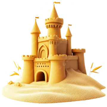 a sand castle on a white background