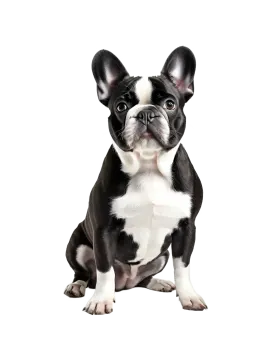 a small black and white dog sitting down