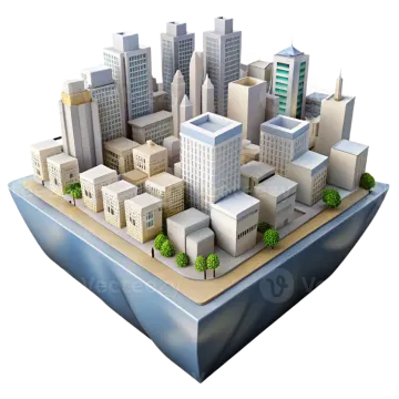 a small city in the shape of an island
