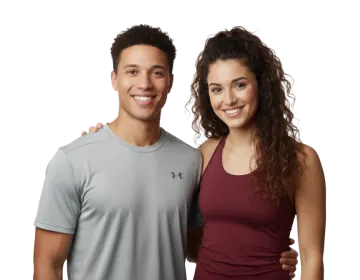 a man and woman posing for the camera