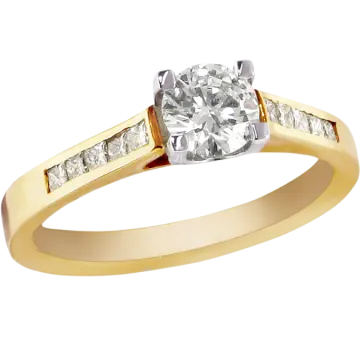 a yellow gold and diamond engagement ring