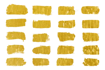 a set of gold paint strokes
