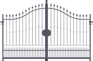 a metal gate with spikes on the top