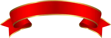 a red ribbon with gold border