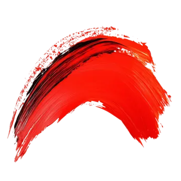 a red brush stroke on a white background