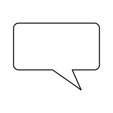 a black and white speech bubble icon