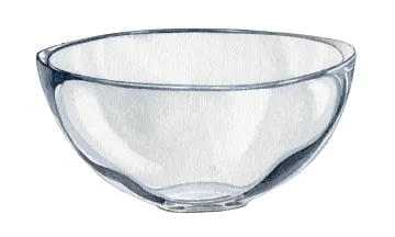 a watercolor drawing of a glass bowl