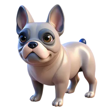 a small dog standing on a white surface
