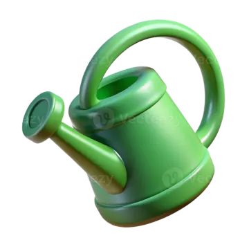 a green watering hose on white background