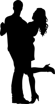 a silhouette of a man and woman dancing