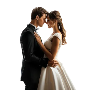 silhouette of a bride and groom