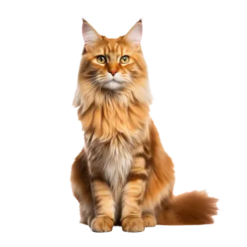an orange cat sitting on a white background