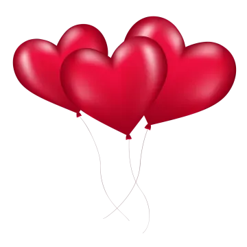 a bunch of red heart balloons