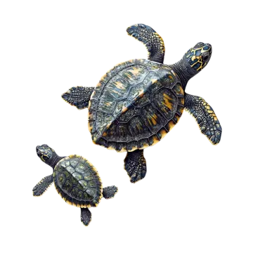 two turtles on a white background