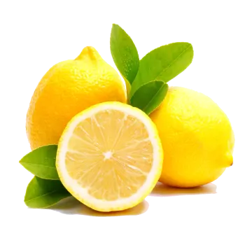 two lemons with leaves on a white background