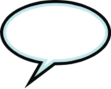 a black and white speech bubble