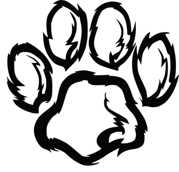 a black and white paw print of a dog's paw