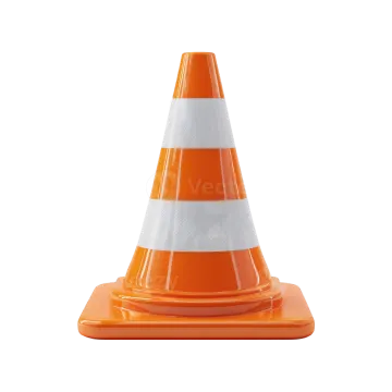 an orange traffic cone on a white background