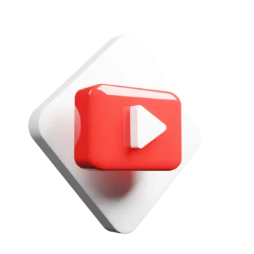 a red play button on a white background