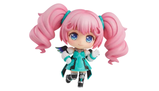 a figure of a girl with pink hair and blue eyes