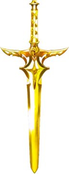a gold sword on a white background
